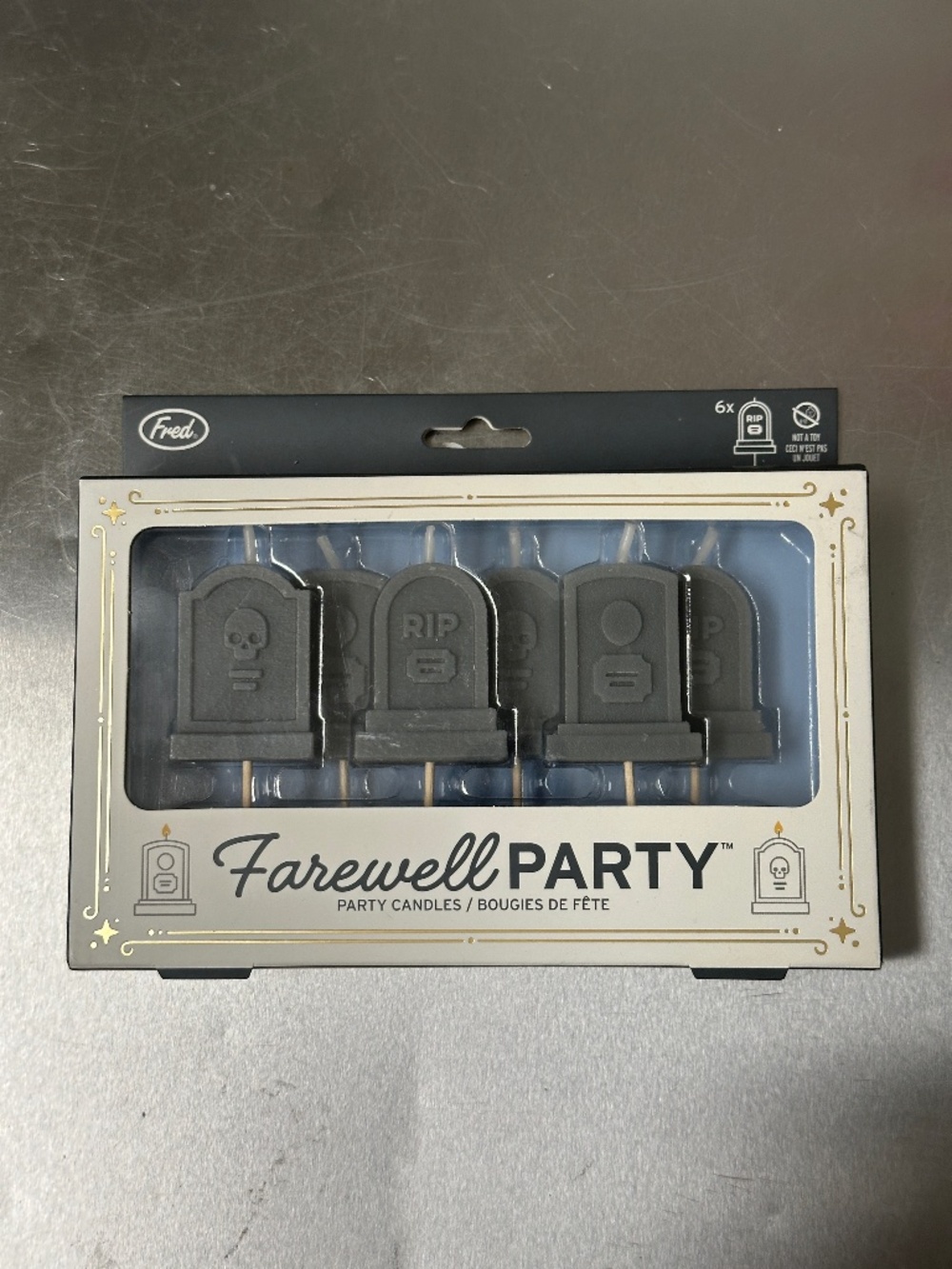 Fred Farewell Party RIP Tombstone Birthday Candles – Set of 6 – New